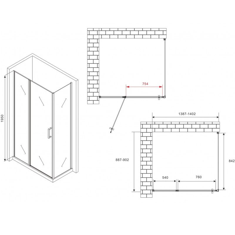 Душевой уголок Abber Sonnenstrand AG04140S-S90 140х90х195 (хром)