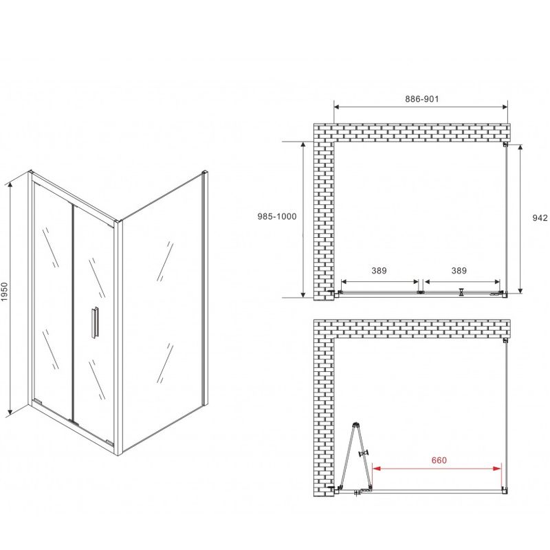 Душевой уголок Abber Sonnenstrand AG07090-S100 90x100x195 (хром)