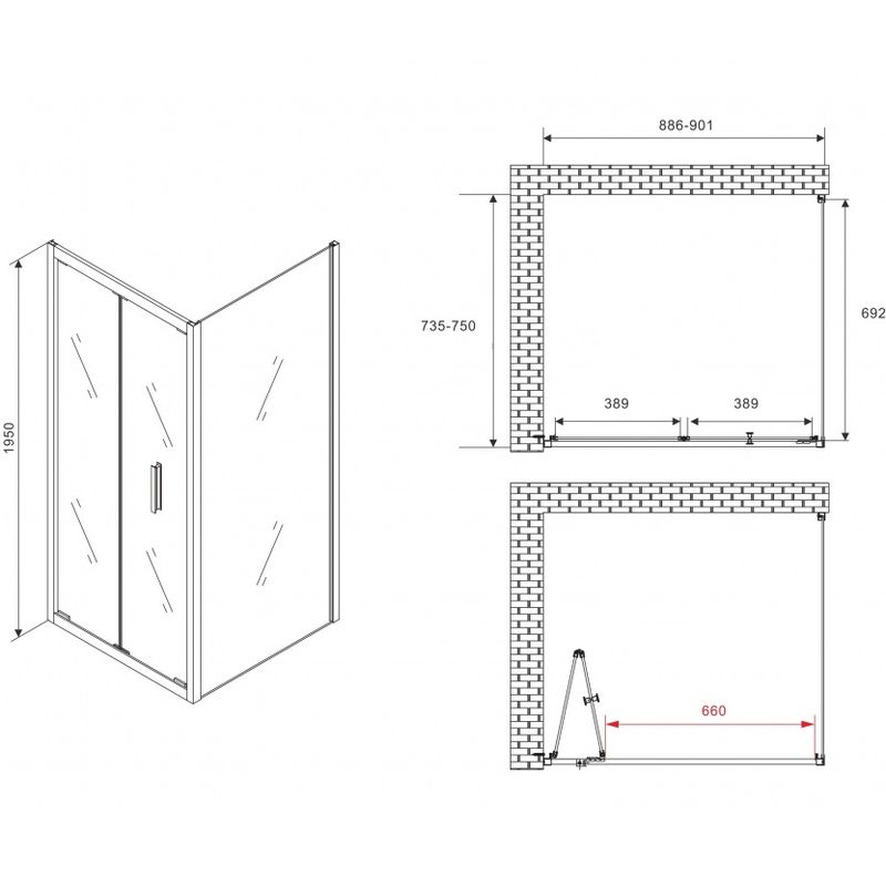 Душевой уголок Abber Sonnenstrand AG07090-S75 90x75x195 (хром)