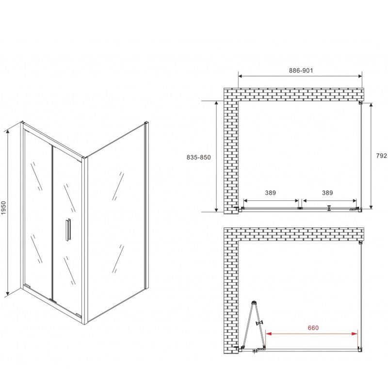 Душевой уголок Abber Sonnenstrand AG07090-S85 90x85x195 (хром)