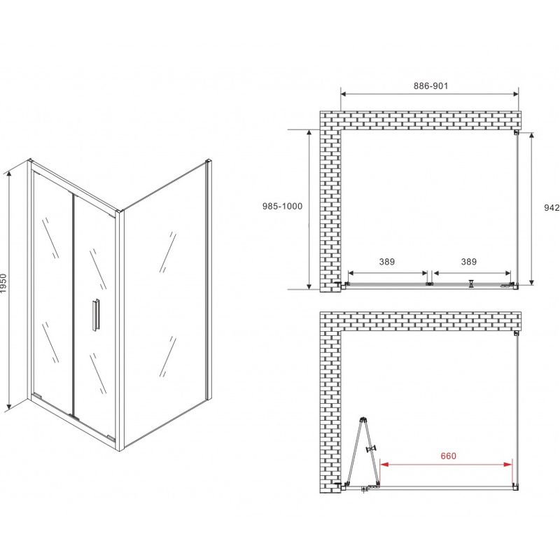 Душевой уголок Abber Sonnenstrand AG07090B-S100B 90x100x195 (черный матовый)