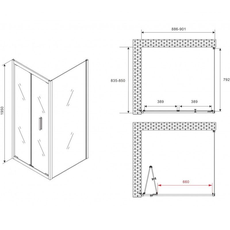 Душевой уголок Abber Sonnenstrand AG07090B-S85B 90x85x195 (черный матовый)
