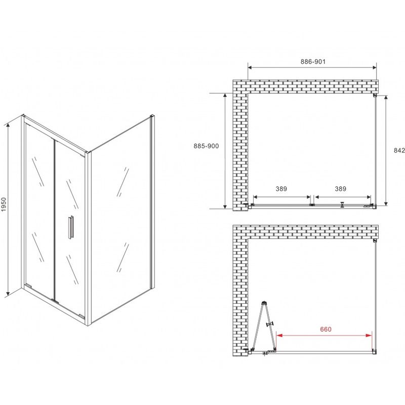 Душевой уголок Abber Sonnenstrand AG07090B-S90B 90x90x195 (черный матовый)