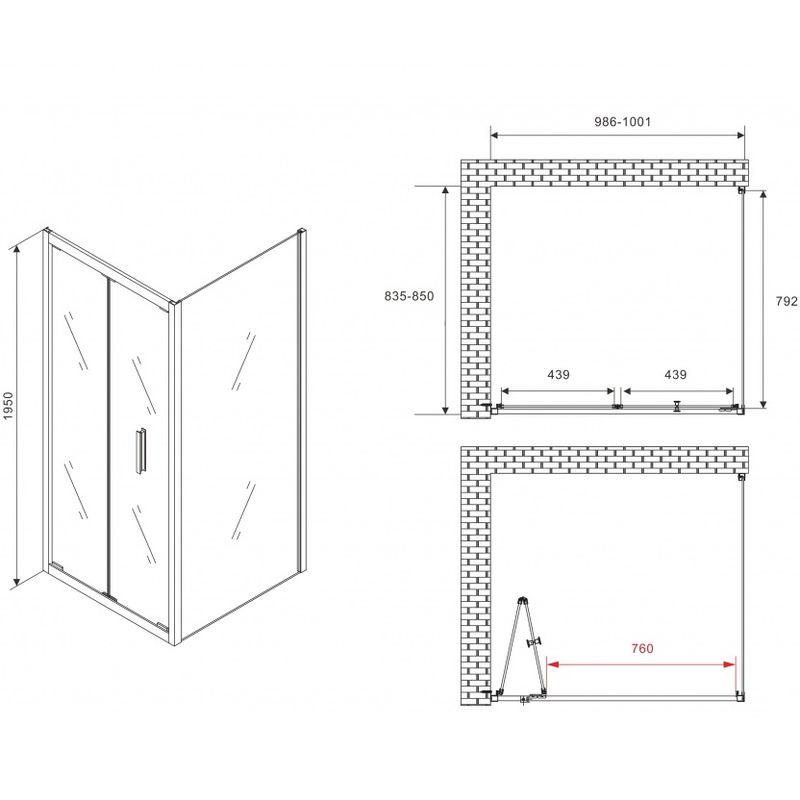 Душевой уголок Abber Sonnenstrand AG07100B-S85B 100x85x195 (черный матовый)