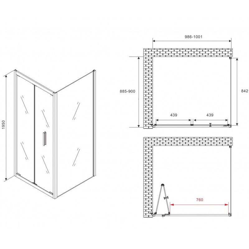 Душевой уголок Abber Sonnenstrand AG07100B-S90B 100x90x195 (черный матовый)