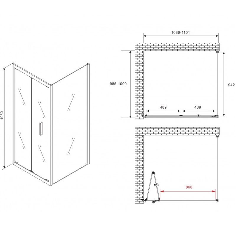 Душевой уголок Abber Sonnenstrand AG07110-S100 110x100x195 (хром)