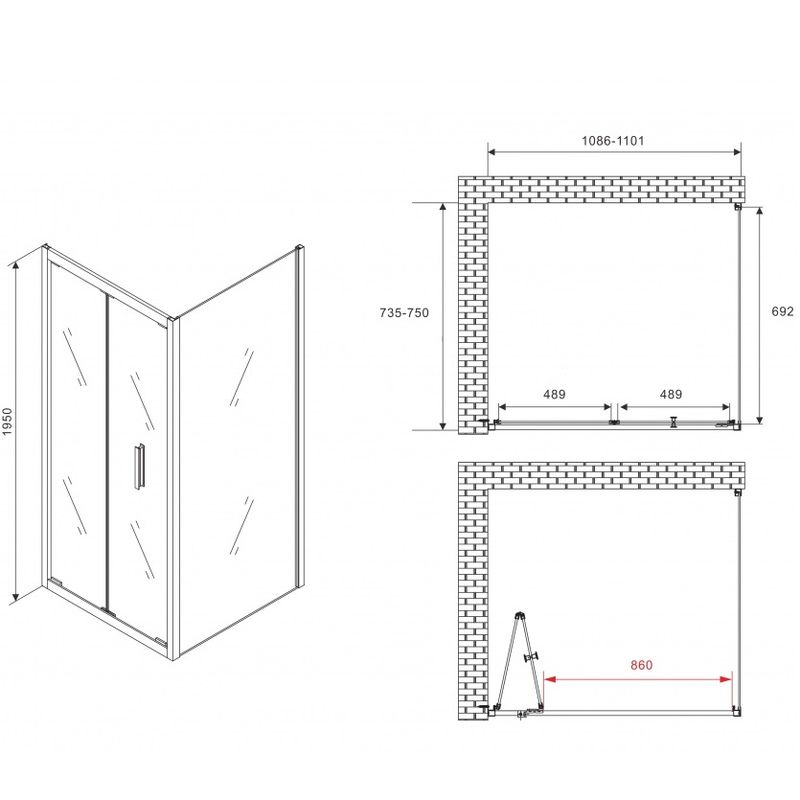Душевой уголок Abber Sonnenstrand AG07110-S75 110x75x195 (хром)