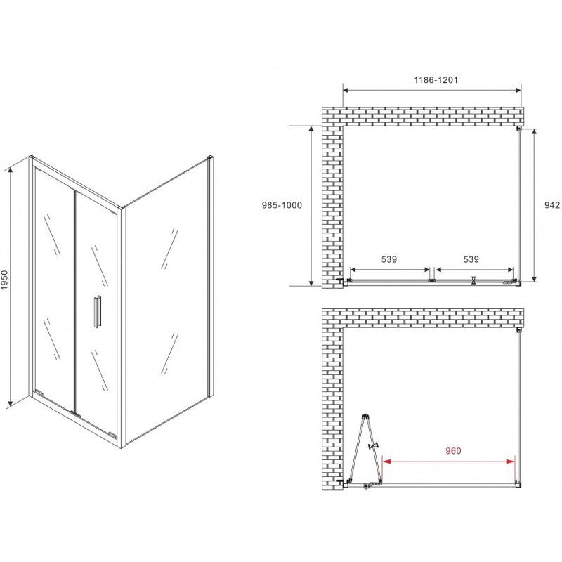 Душевой уголок Abber Sonnenstrand AG07120-S100 120x100x195 (хром)