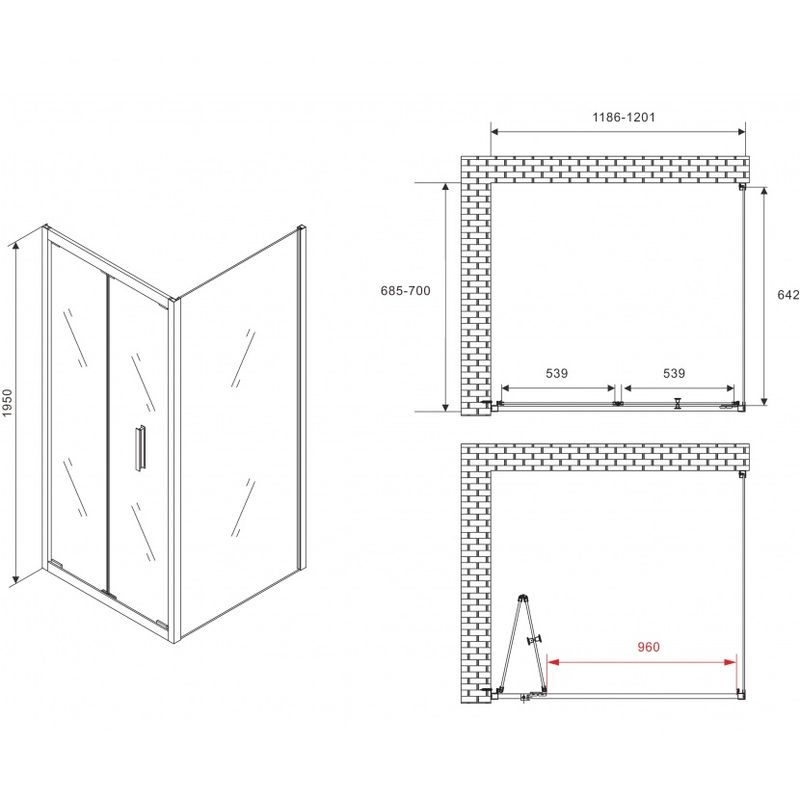 Душевой уголок Abber Sonnenstrand AG07120-S70 120x70x195 (хром)