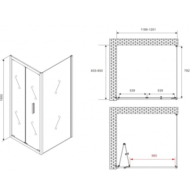 Душевой уголок Abber Sonnenstrand AG07120-S85 120x85x195 (хром)
