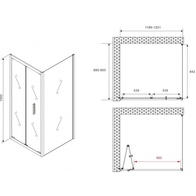 Душевой уголок Abber Sonnenstrand AG07120-S90 120x90x195 (хром) 