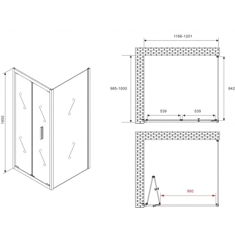 Душевой уголок Abber Sonnenstrand AG07120B-S100B 120x100x195 (черный матовый)
