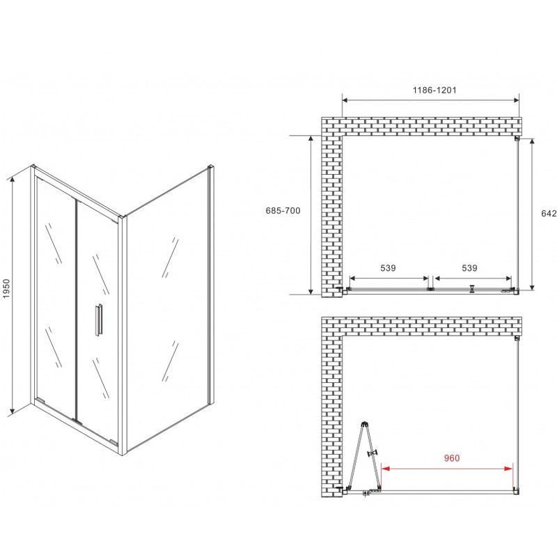 Душевой уголок Abber Sonnenstrand AG07120B-S70B 120x70x195 (черный матовый)