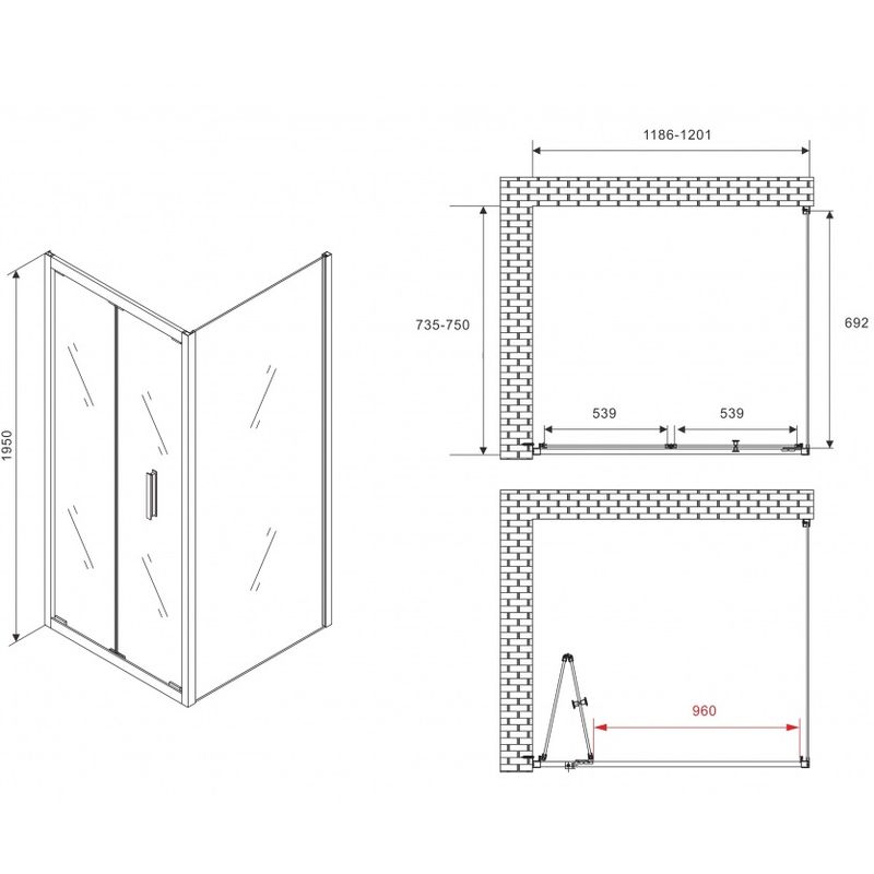Душевой уголок Abber Sonnenstrand AG07120B-S75B 120x75x195 (черный матовый)