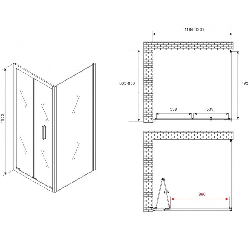 Душевой уголок Abber Sonnenstrand AG07120B-S85B 120x85x195 (черный матовый)