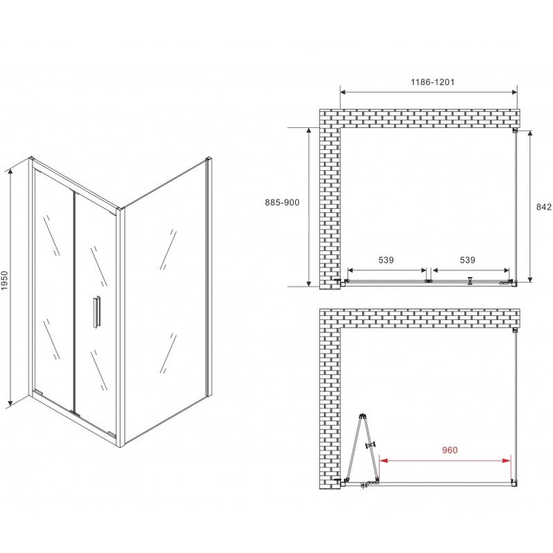 Душевой уголок Abber Sonnenstrand AG07120B-S90B 120x90x195 (черный матовый)