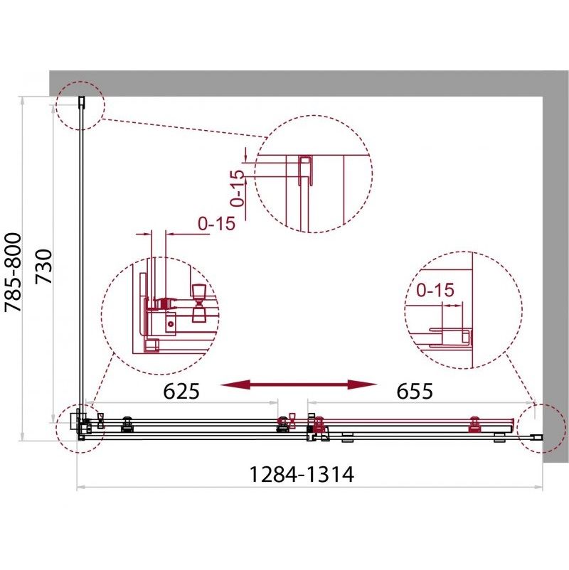 Душевой уголок BelBagno Acqua ACQUA-AH-1-130/80-C-Cr 130x80