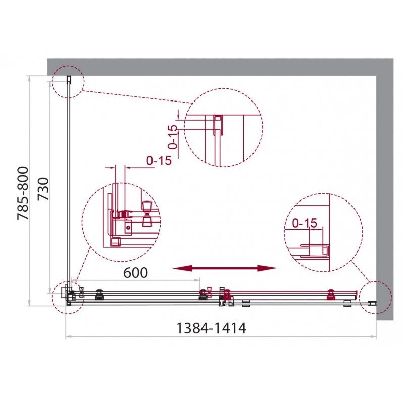Душевой уголок BelBagno Acqua ACQUA-AH-1-140/80-C-Cr 140x80
