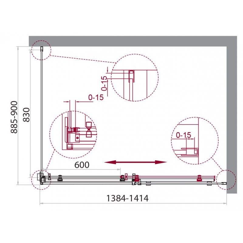 Душевой уголок BelBagno Acqua ACQUA-AH-1-140/90-C-Cr 140x90