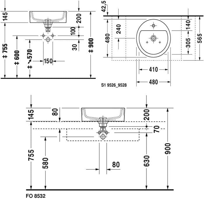 Раковина накладная Duravit Starck 1 0446480000 48 см