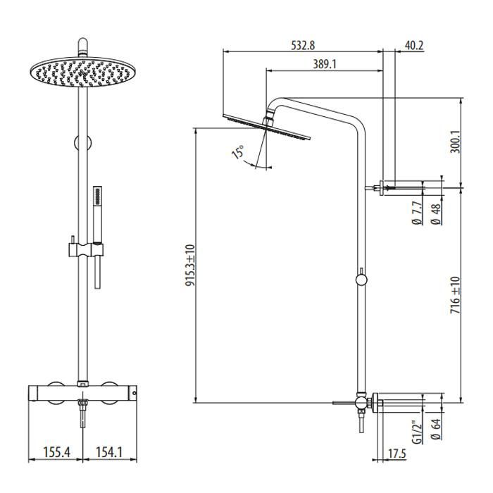 Душевая стойка Gattoni Circle Two 9195/PDBO