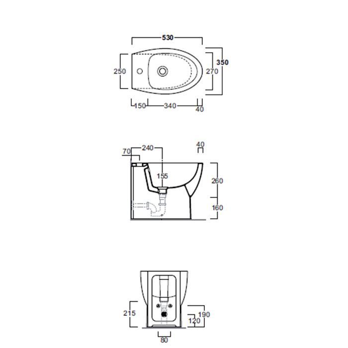 Биде напольное Simas Lft Spazio LFT23 bi*1 53х35
