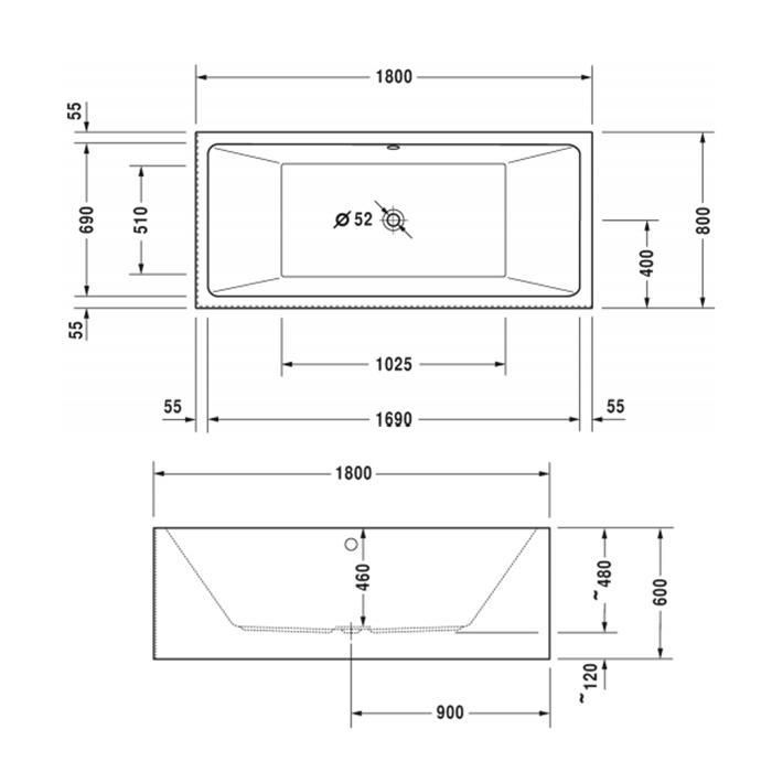 Ванна приставная Duravit Vero Air 700415000000000 180x80