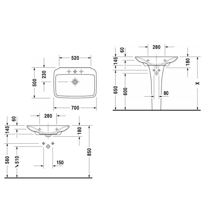Раковина подвесная Duravit PuraVida 2701700000 70x50