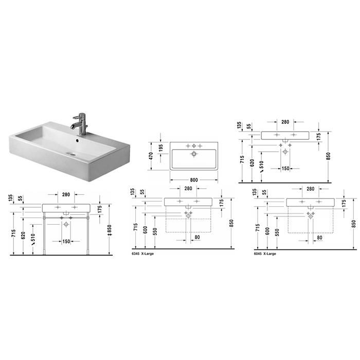 Раковина подвесная Duravit Vero 0454800079 80x47