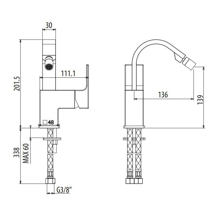 Смеситель для биде Gattoni Kubik 2569/25COcr