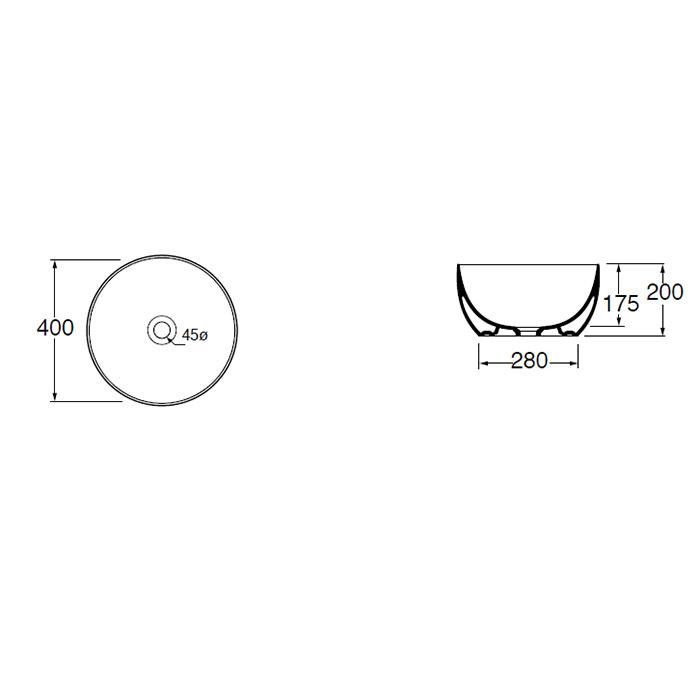 Раковина накладная Azzurra Elegance Circle ELLA040200C0BI/(ECI4020 bi)*0 40х40