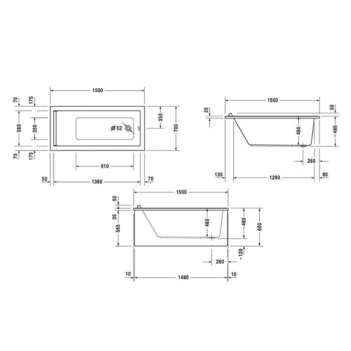 Ванна встраиваемая Duravit Starck 700331000000000 150x70