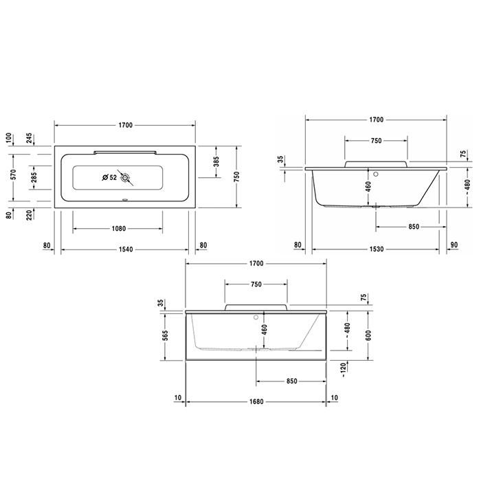 Ванна встраиваемая Duravit DuraStyle 700297000000000 170x75