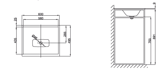 Раковина на каркас Bette Lux Shape A170 HLW1 60х49