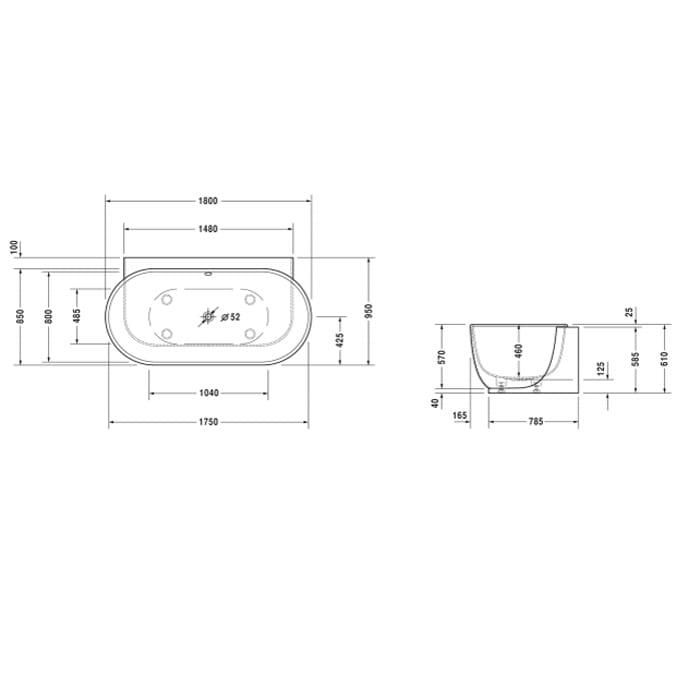 Ванна пристенная Duravit Luv 700433000000000 180x95
