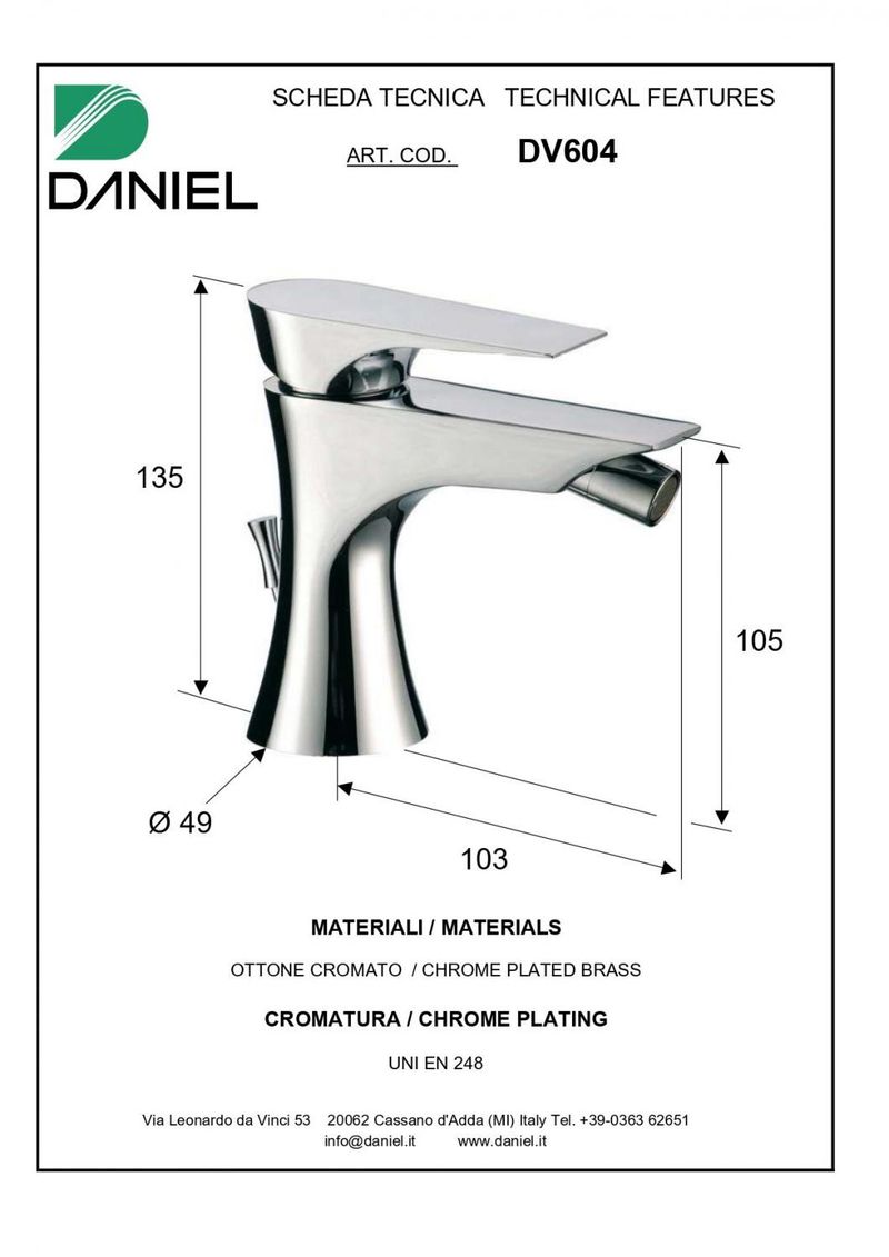 Смеситель для биде Daniel Diva DV604-CR