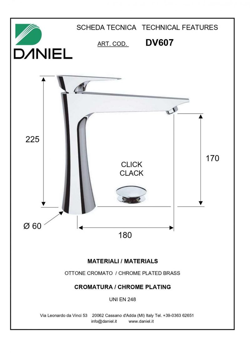 Смеситель для раковины Daniel Diva DV607-CR