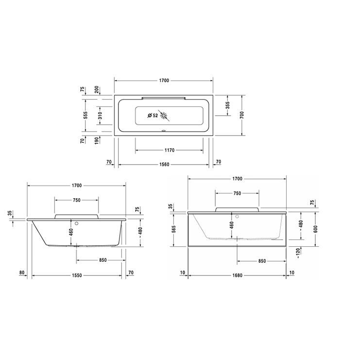 Ванна встраиваемая Duravit DuraStyle 700294000000000 170x70