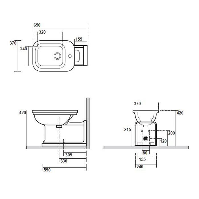 Биде напольное Kerasan Waldorf  4120K1*1 bi/cr 65х37