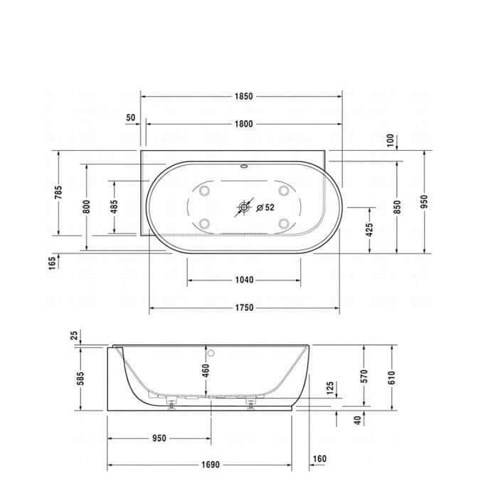 Ванна пристенная Duravit Luv 700431000000000 185x95