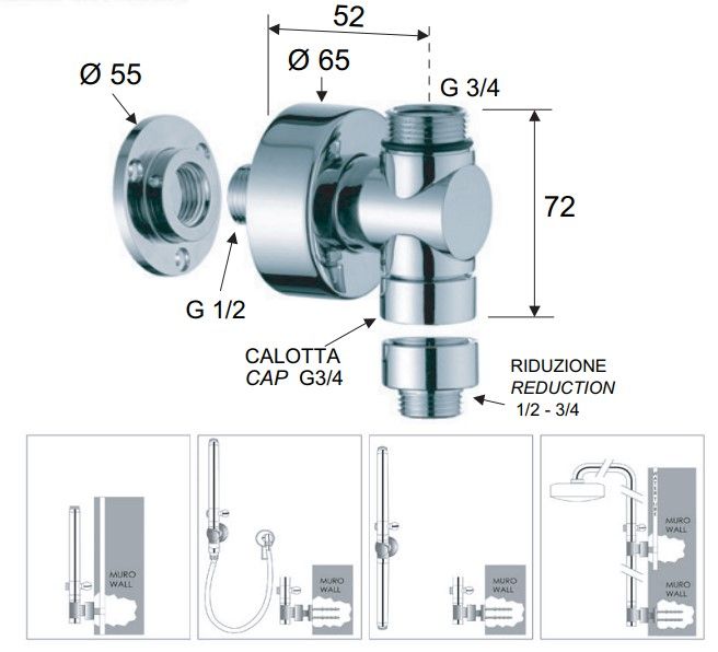 Фитинг Remer 330RA (хром)