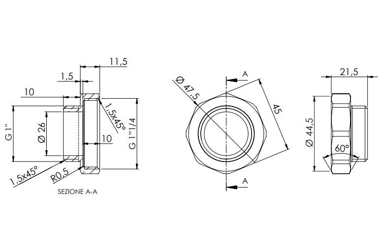 Гайка переходная для сифонов Remer 968114M112F (хром)