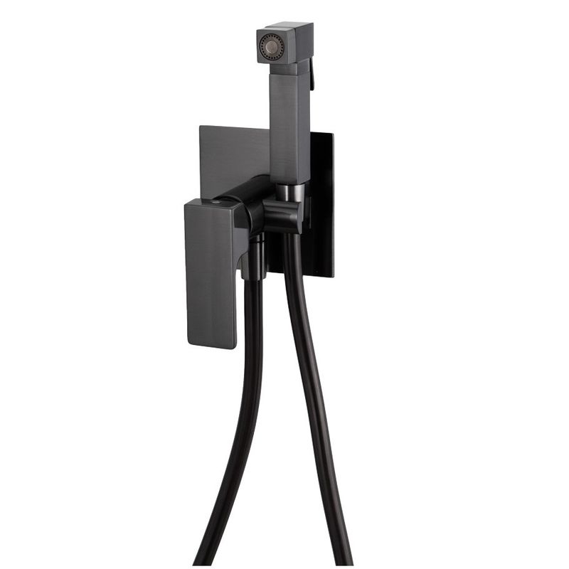 Гигиенический душ Remer Absolute Brushed Black Chrome AU65CFP (хром черный брашированный), смеситель и скрытая часть в комплекте