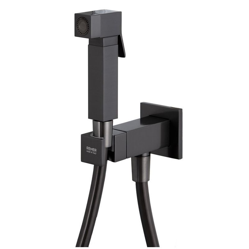 Гигиенический душ Remer Absolute Brushed Black Chrome Q64CFP (хром черный брашированный), смеситель и скрытая часть в комплекте