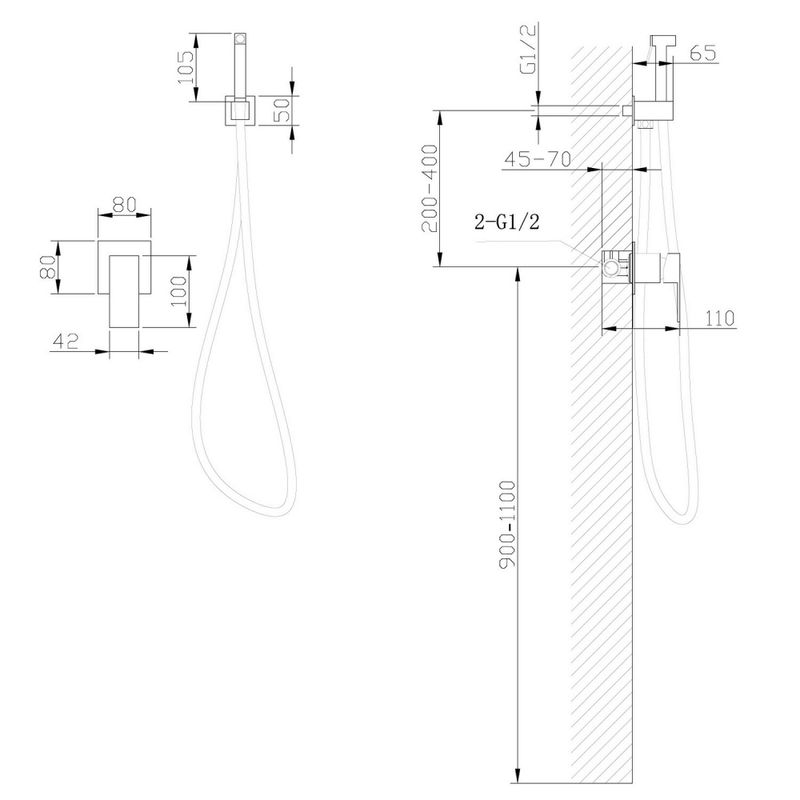 Гигиенический душ со смесителем Abber Daheim AF8225W (белый матовый), лейка на держателе