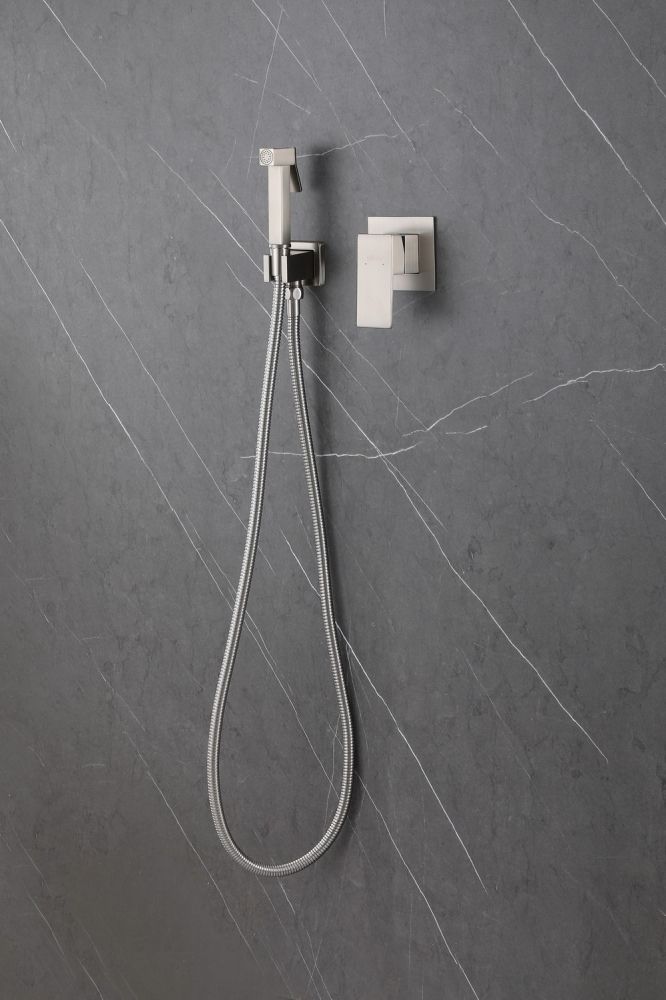 Гигиенический душ со смесителем Abber Daheim AF8225W (белый матовый), лейка на держателе