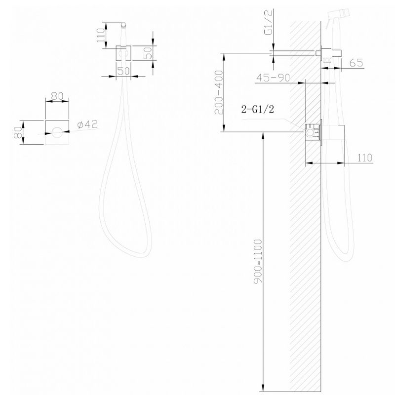 Гигиенический душ со смесителем Abber Rund AF8725G (золотой матовый), с прогрессивным картриджем