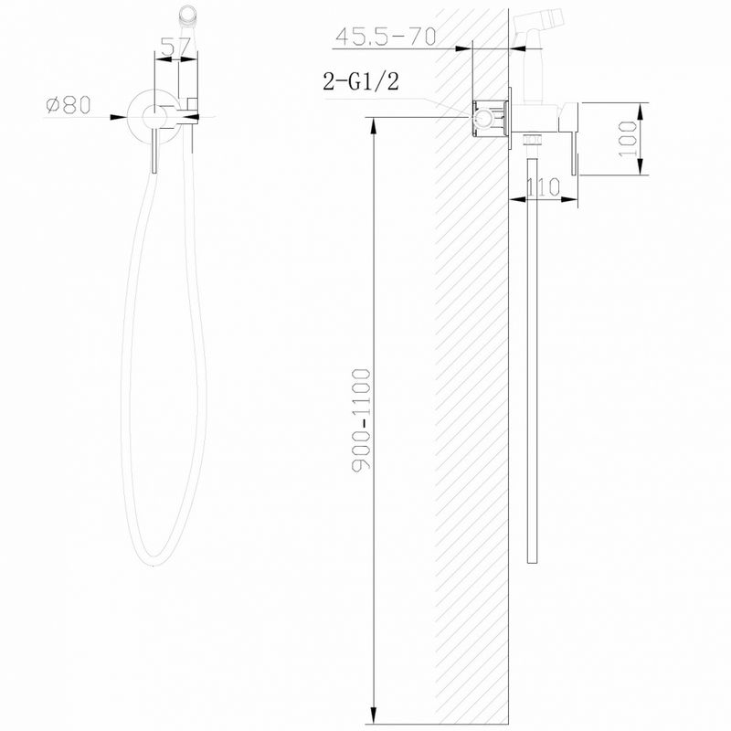 Гигиенический душ со смесителем Abber Wasser Kreis AF8125G (золотой матовый)