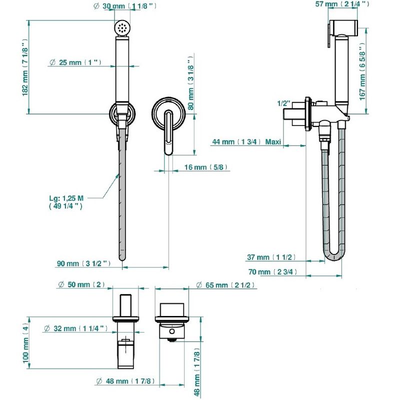 Гигиенический душ со смесителем THG Corvair Fior di Bosco U8K-F01-5840/MBG (золотой)