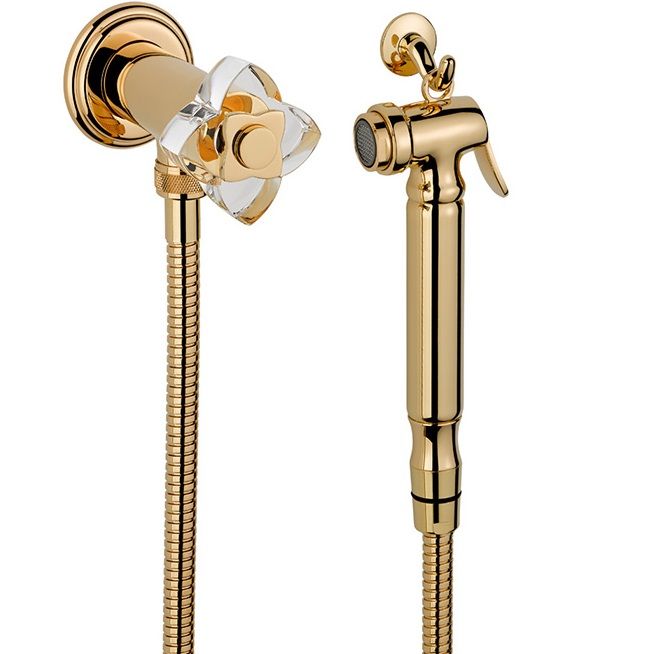 Гигиенический душ со смесителем THG Petale de cristal clair U6A-F01-5840/8 (золотой, прозрачный хрусталь)
